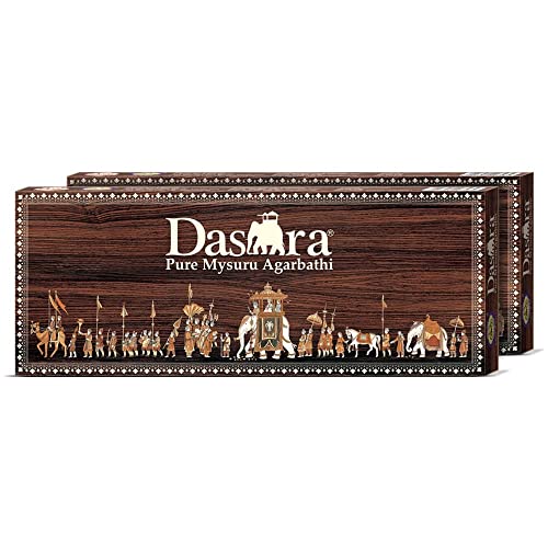 Pure Dasara Incense Sticks/Pack of 2 (60 Sticks Per Pack) / Sandal, Rose Natural Fragrance Agarbathi for Puja, Festivals, Gifting