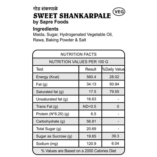 Sapre's Sweet Shankarpale | Shakkarpara | Meetha Shakarpare | Namkeen | Crispy and Crunchy | Teatime Snacks | Maharashtrian Snack | Healthy Snacks | No Added Preservatives/Colors | Pack of 2-180gm Each