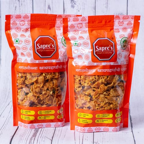 Sapre's Makai Chivda | Corn Chivda | Namkeen | Corn Flakes Chevda | Crispy and Crunchy | Teatime Snack | Healthy Snacks with Nutrition | Healthy Diet Snack | Pack of 2-180gm Each