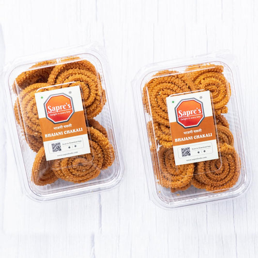Sapre's Bhajani Chakli (360 gms, 2 Packs of 180 gms Each) | Murukku | Namkeen | Crispy & Crunchy Snacks | Maharashtrian Bhajni Crispy Chakli | Diwali Faral | Ready To Eat | Lite Snack | Traditional Indian Snacks | No Added Colours