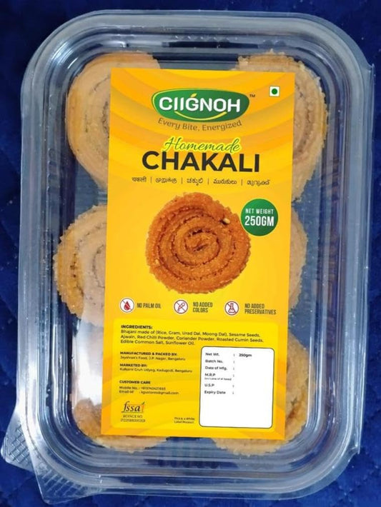 CIIGNOH Home-made Crispy Chakali - Traditional Indian Snack | Fried in Sunflower Oil | No Garlic | No Preservatives | The Perfect Tea Time Snack - 250 grams