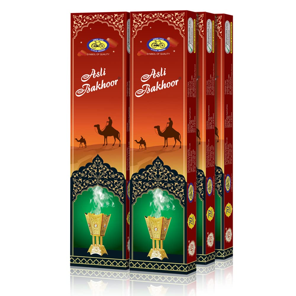 Cycle Pure Agarbatti Asli Bakhoor Handcrafted Incense Sticks - for Festive Gatherings, Weddings, Rituals, Ceremonies - Pack of 6 (15 per Pack)
