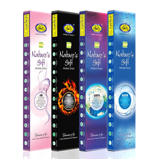 Cycle Agarbatti Nature's Gift Incense Sticks - Earthy, Air, Fire and Water Fragrances (Pack of 4)