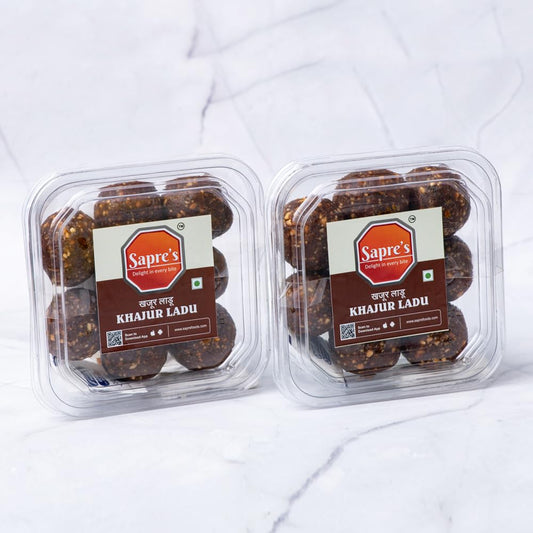 Sapre's Khajur Ladu | Khajoor Ladoo | Healthy Dry Fruits & Dates Laddu | Postpartum Ladoo | Helps Postpartum Recovery | Sugarfree Made with Jaggery | No Added Preservatives/Colors | Pack of 2 - 200gm Each | Natural Sweet Modak