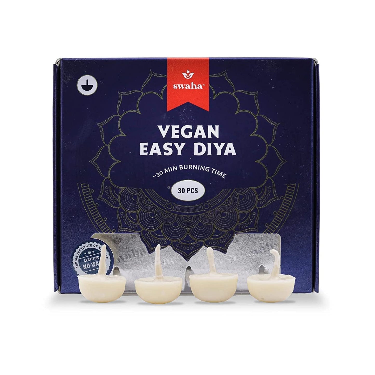 Swaha Vanaspati Ghee Diya (12 cm x 10 cm x 5 cm, Set of 100, White)