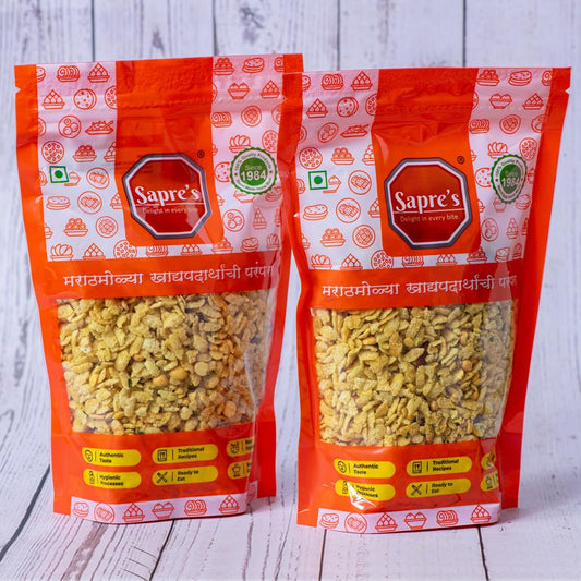 Sapre's Puffed Poha Chivada | Chiwda/Chevda | Namkeen | Healthy Snack | Crunchy & Tasty | Ready to Eat Snacks | Tea Time Snacks | For Various Occasion | Pack of 2-180gm Each