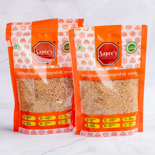 Sapre's Roasted Peanut Powder Pack of 2 - 200gm Each | Shengdana Kut | Peanut Granules | Mungfali Powder | For Quick Sabudana Khichdi, Chat & Instant Chutney | Ready to Cook, Ready to Eat | No Added Preservatives/Colours/Flavours
