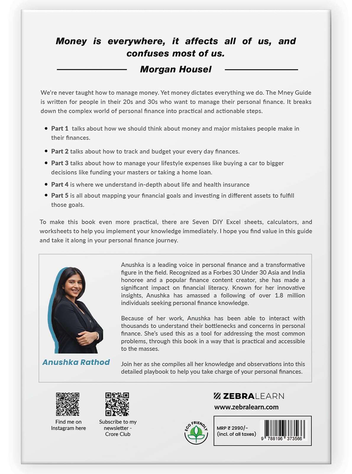 The Money Guide by Anushka Rathod | How to Manage Your Taxes, Investments, Insurances, Goals and Lifestyle - All at Once | Books on Personal Finance | Hardcover | Zebra Learn Books