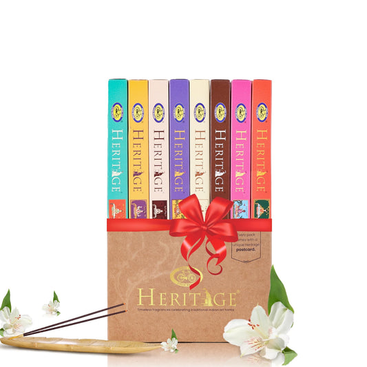 Cycle Pure Heritage Agarbatti Gift Hamper (8 Fragrances Pack), 560 Incense Sticks | Diwali Gifts for Friends & Family | Handcrafted Incense Sticks Box | Prayer Sticks for Pooja