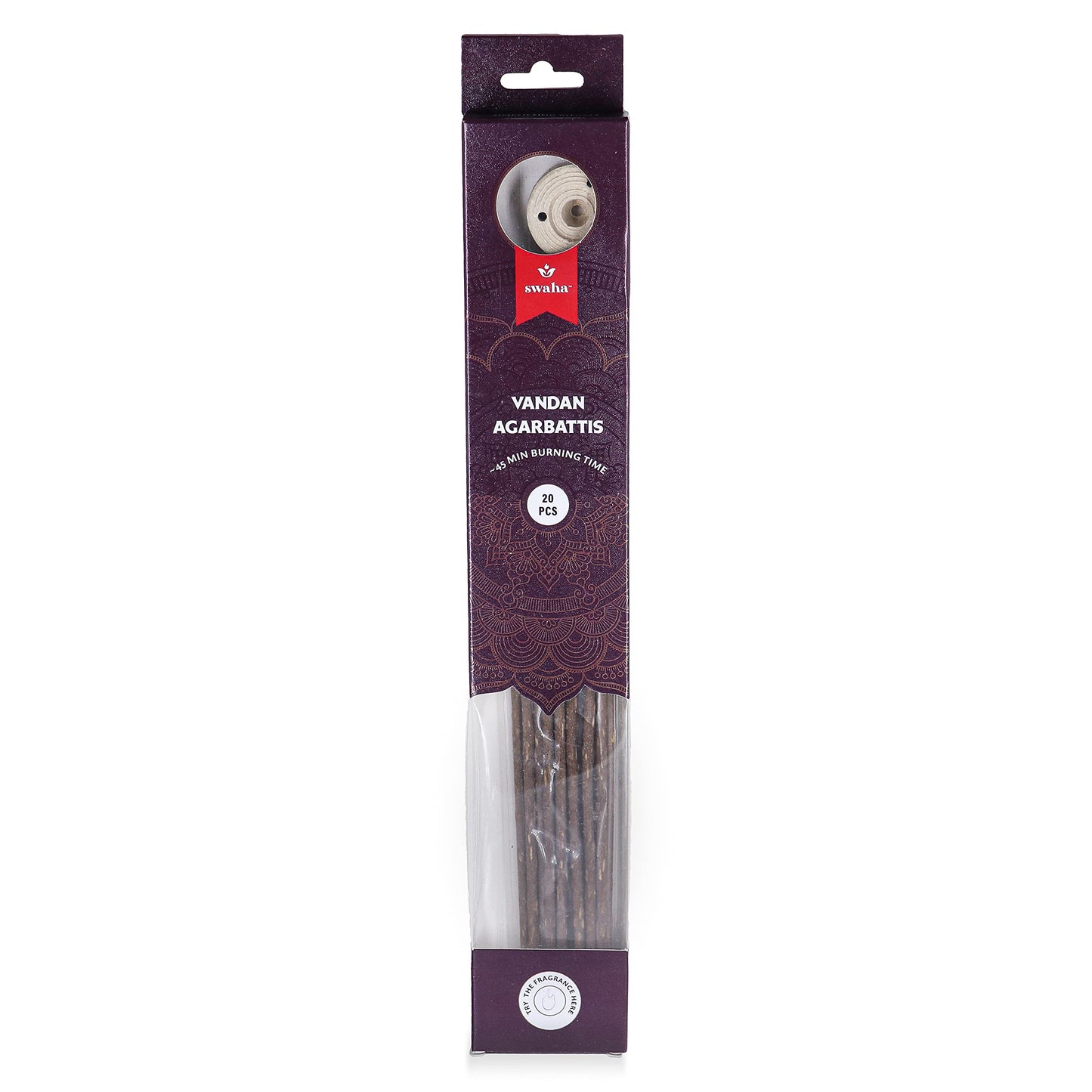 Swaha Vandan Agarbatti (Set of 20) | Experience The Divine Oudh Wood Fragrance | Long Lasting Incense Sticks