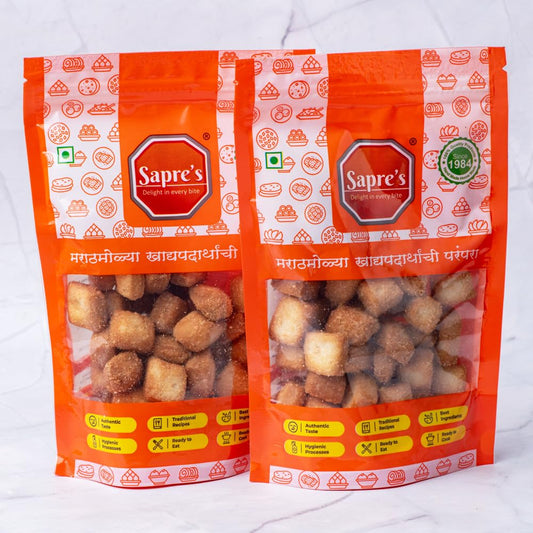Sapre's Sweet Shankarpale | Shakkarpara | Meetha Shakarpare | Namkeen | Crispy and Crunchy | Teatime Snacks | Maharashtrian Snack | Healthy Snacks | No Added Preservatives/Colors | Pack of 2-180gm Each