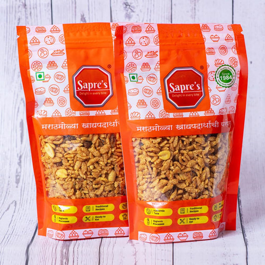 Sapre's Mahalakshmi Chivada | Delicious Poha Chiwda | Roasted Mahalaxmi Chevda | Savory Mixture | Indian Traditional Snacks | Spicy Chivda | No Added Preservatives | Pack of 2-180gm Each