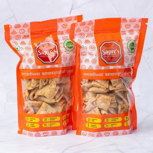Sapre's Methi Shankarpale | Shakkarpara | Shankarpali | Namkeen | Crispy and Crunchy | Teatime Snacks | Maharashtrian Snack | No Added Preservatives/Colors | Pack of 2-180gm Each
