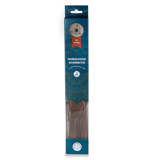 Swaha 10035 Sandalwood Agarbatti (24 cm x 3.99 cm x 2.01 cm, Set of 35, Brown)