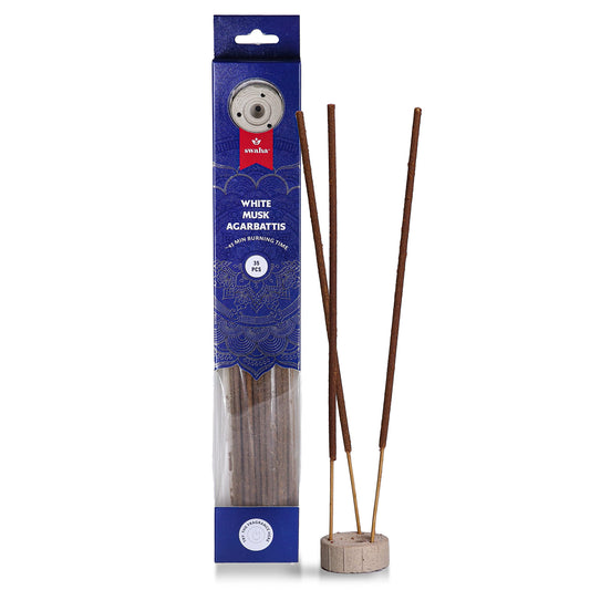 Swaha White Musk Agarbatti (Set of 35), Long Lasting White Musk Fragrance Incense Sticks - Pack of 1