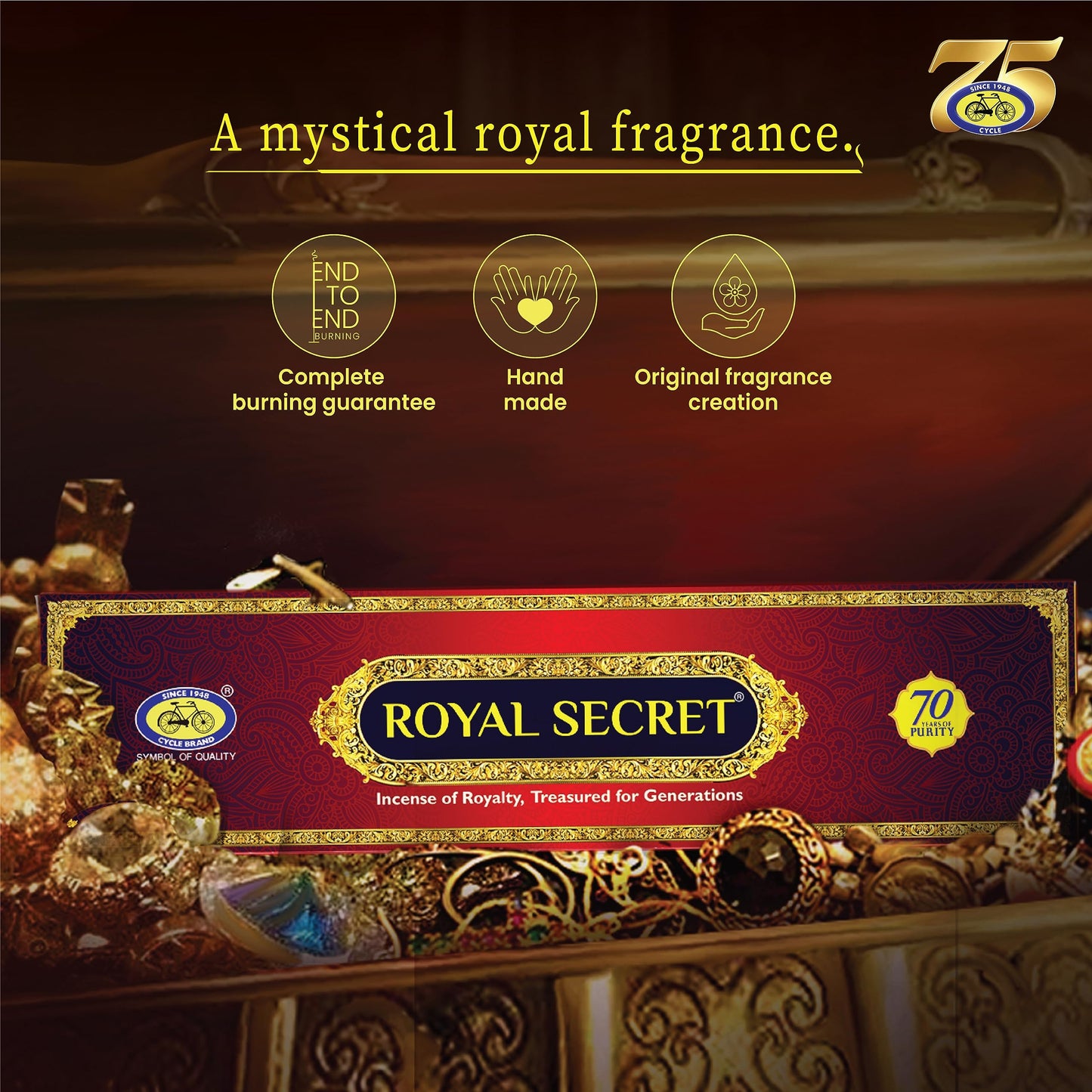 Cycle Royal Secret Premium Masala Agarbatti From Pure, Traditionally Crafted Incense Sticks For Special Occasions, Festivals, An Exclusive Fragrance Experience - Pack Of 2 (20 Sticks Per Pack)