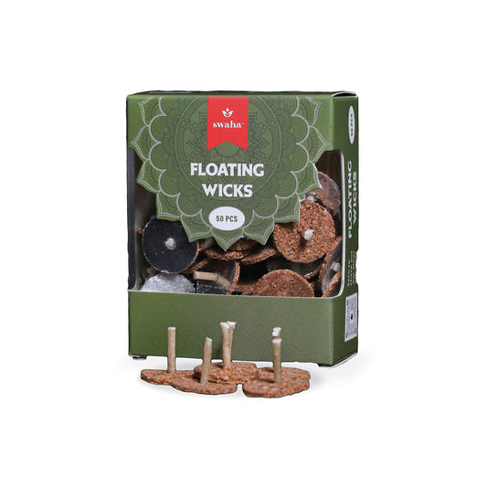 Swaha Round Floating Wicks(50 Pieces), Brown Colour Wicks for Decoration and Meditation - Pack of 1