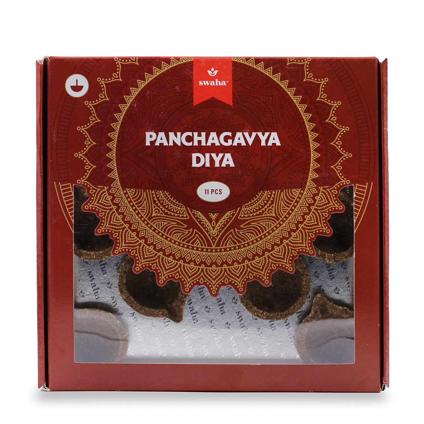 Swaha Premium Panchagavya Diya Without Ghee for Puja 11pcs Havan Samagri | Cow Dung/Gobar Diya for Daily Pooja/Festivals/