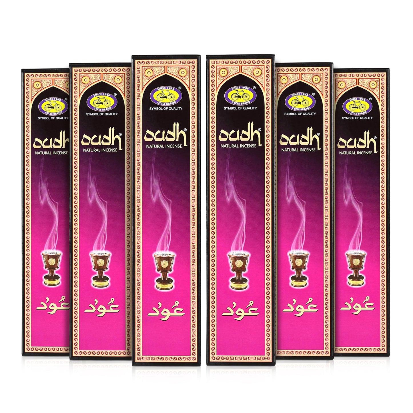 Cycle Pure Oudh Natural Incense Sticks, Long Lasting Masala Bathi for a Special and Divine Prayer Experience - Pack of 6 (14 Sticks per Pack)
