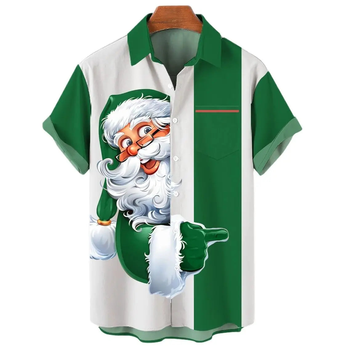 Fashion Men‘s Short Sleeve Hawaiian Shirt Tops Christmas Santa 3D Print Blouse Plus Size Summer Casual Beach Shirts For Men 5XL