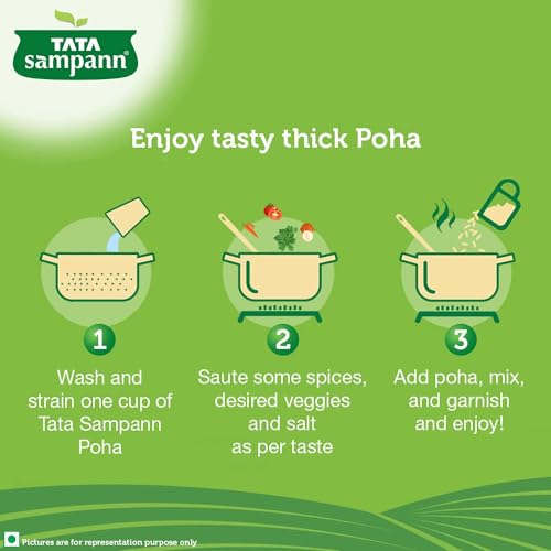 Tata Sampann, High in Fibre Poha(Thick), 500g