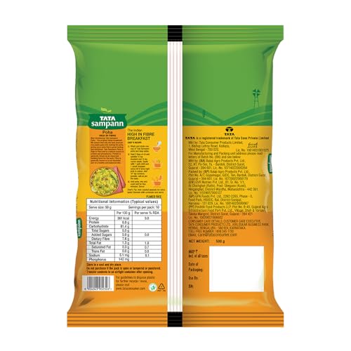 Tata Sampann, High in Fibre Poha(Thick), 500g