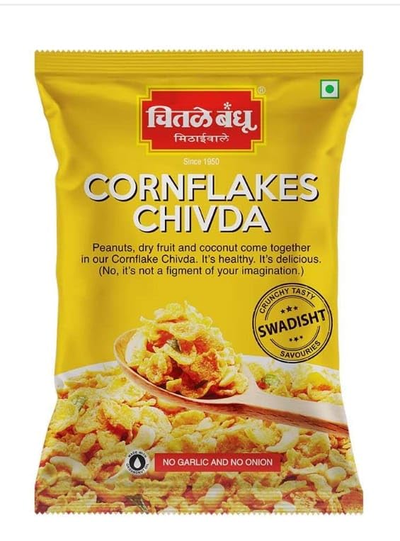 CHITALE BANDHU Cornflakes Chivda I Makai Chivda I Chiwda I - 600 GM (Pack of 3, Each Pack 200 GM) - NO Garlic, NO Onion Chivda