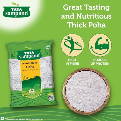 Tata Sampann, High in Fibre Poha(Thick), 500g
