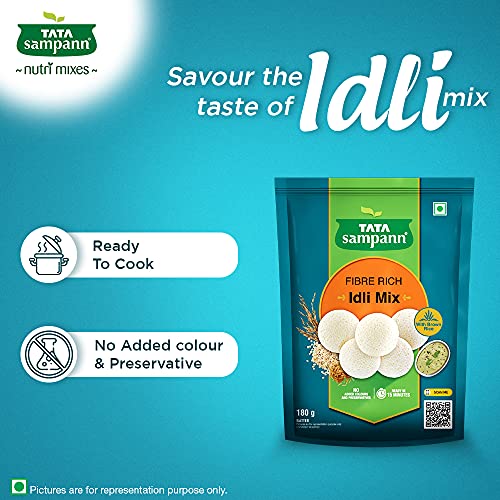 Tata Sampann Fibre Rich Idli Mix, Instant Ready to Cook Mix,180g