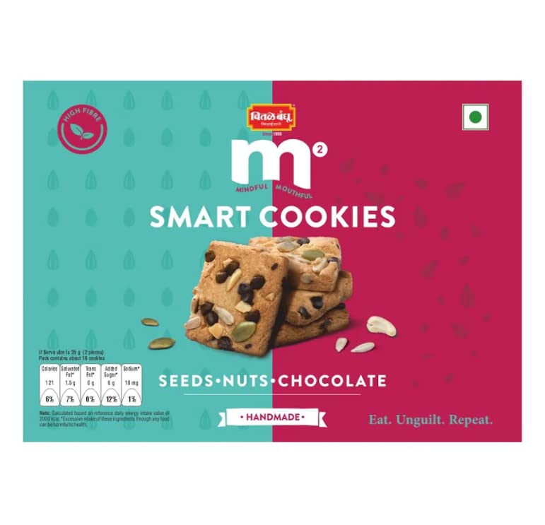Chitale M² Smart Cookies Seeds-Nuts-Chocolate - Millets, Handmade, 200g (Pack of 2)