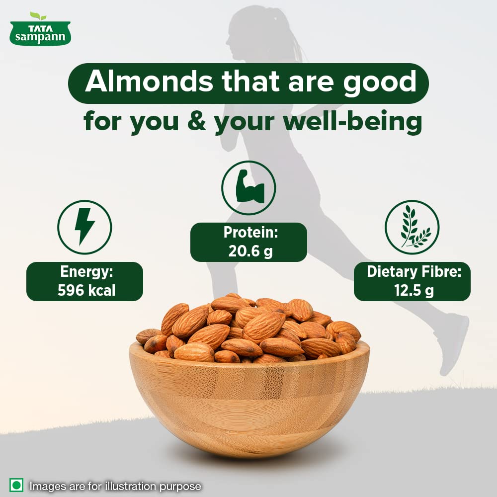Tata Sampann Pure California Almonds Whole | Premium Badam Giri | Rich in Protein, Magnesium, Phosphorus, and Dietary Fibre | Premium Nuts & Dry Fruits | 500g