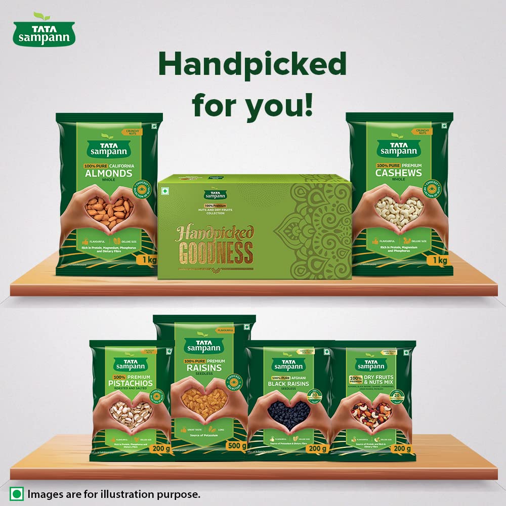 Tata Sampann Pure California Almonds Whole | Premium Badam Giri | Rich in Protein, Magnesium, Phosphorus, and Dietary Fibre | Premium Nuts & Dry Fruits | 500g