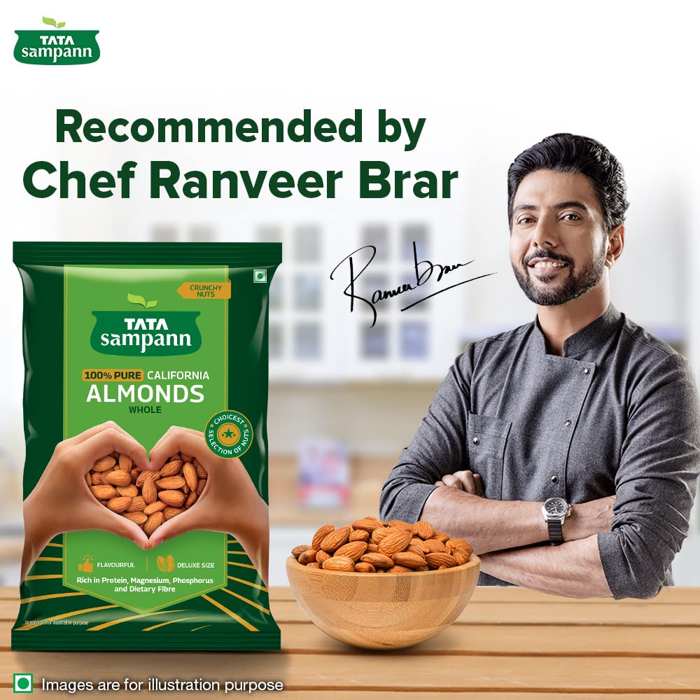 Tata Sampann Pure California Almonds Whole | Premium Badam Giri | Rich in Protein, Magnesium, Phosphorus, and Dietary Fibre | Premium Nuts & Dry Fruits | 500g