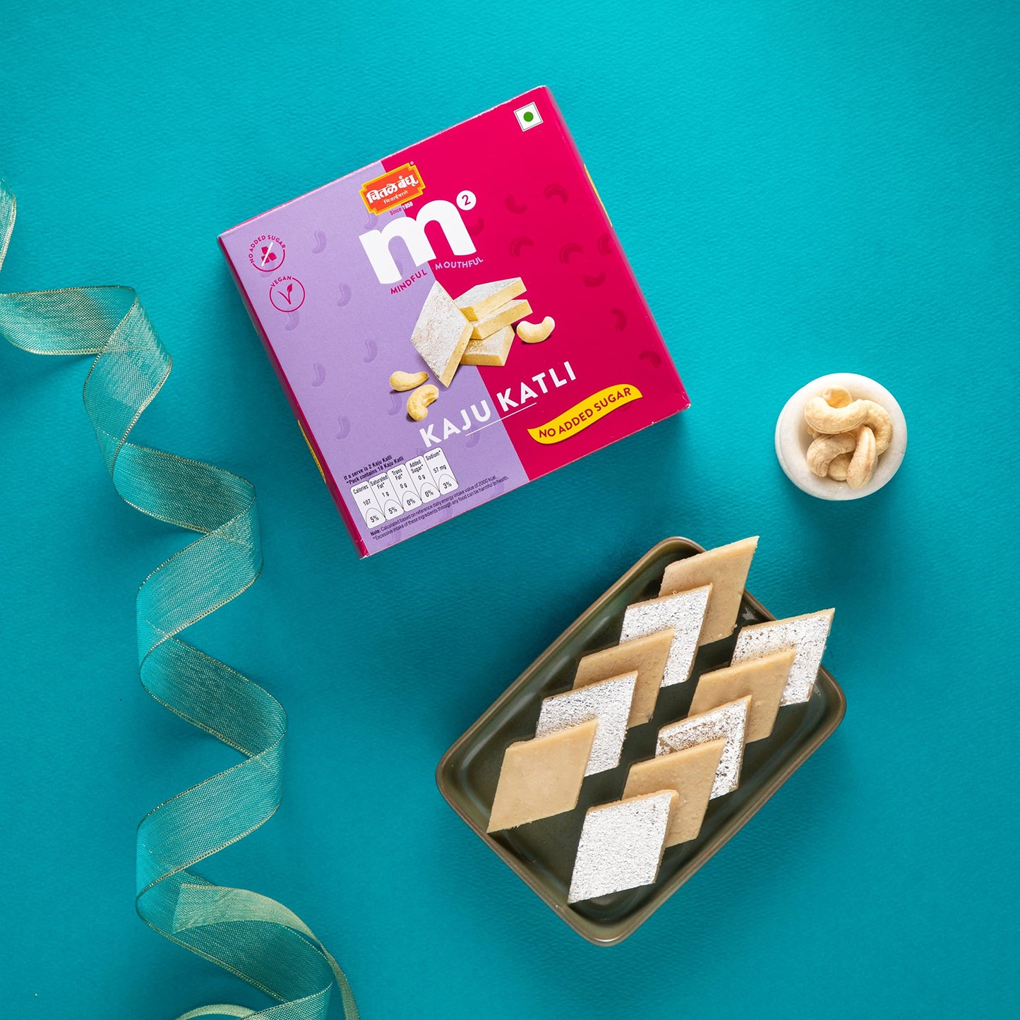 Chitale M² Kaju Katli - Rich and Cashewy Flavour with No Added Sugar, Ideal for Guilt-Free Indulgence – 200g (Pack of 2)